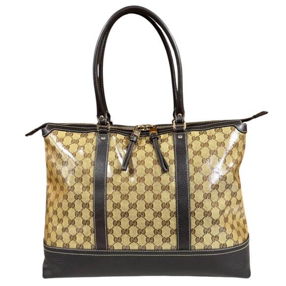Gucci Handbags - Gucci GG Crystal Tote Bag Canvas Brown